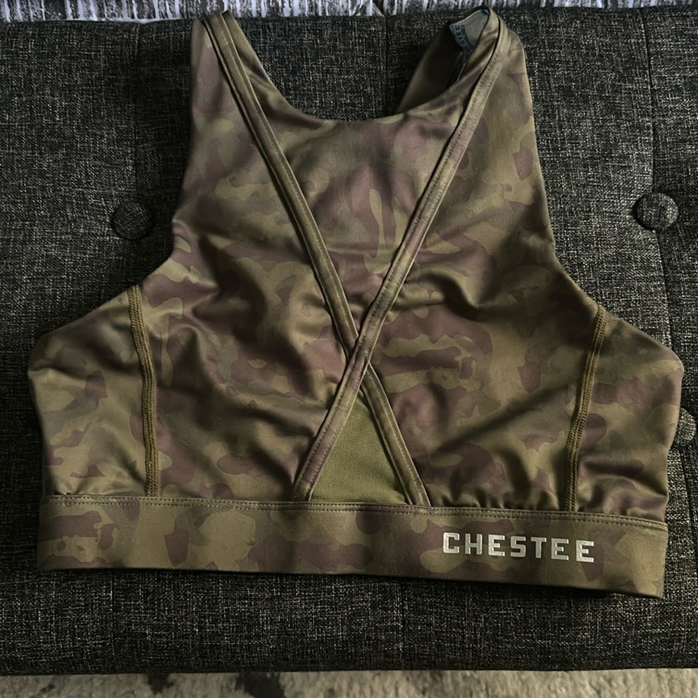 Chestee padded Olympic lifting and CrossFit sports bra.